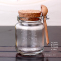 120ml round glass spice storage bottle with cork and Wooden spoon